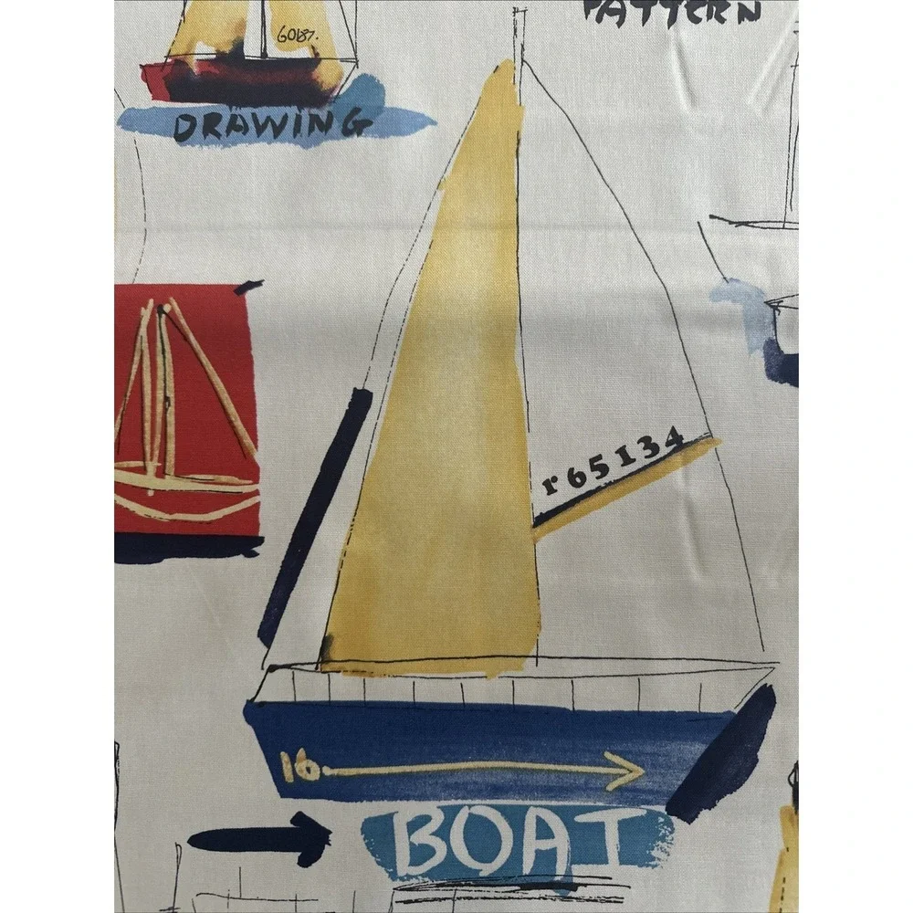 Vintage Covington Nautical Sailboat Fabric 25 Yards Coastal Decor Cotton Canvas